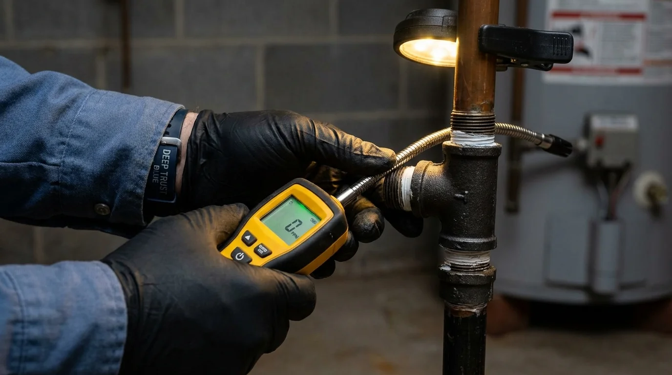 Gas leak detection with electronic sniffer by Johns Plumbing LLC in Richlandtown