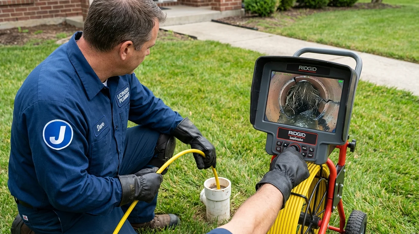 Sewer camera inspection being performed by Johns Plumbing LLC in Richlandtown